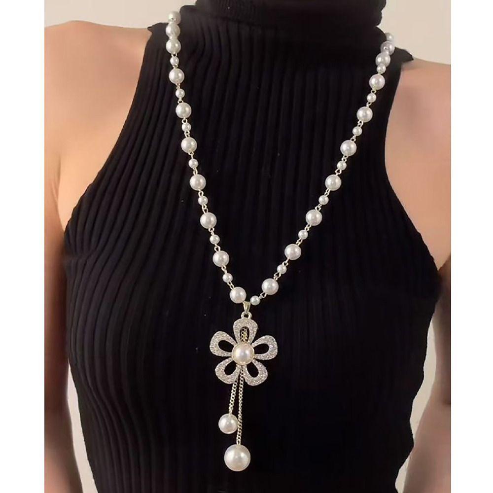 1Pcs Vintage Pearl Chain Elegant Temperament Sweater Chain Women's Jewelry Accessories