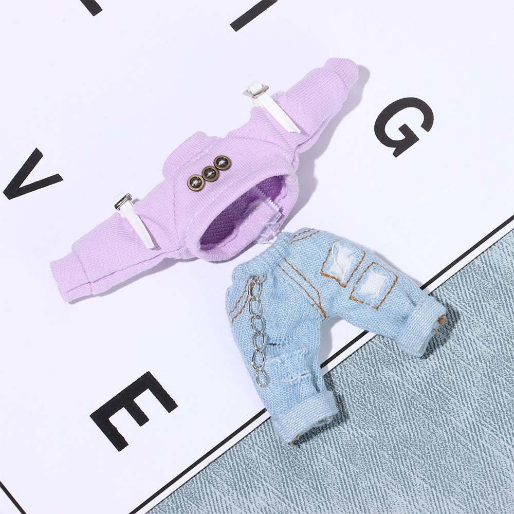 19 Styles 1/12 Dolls Kids Gift Toys PU Leather Jackets Fashion Ripped Pants Hoodies Doll Jeans