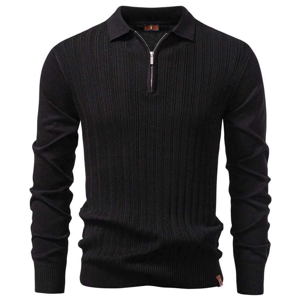 

Men s Knitted Polo Shirts Long Sleeve Ribbed Textured Polo Shirt Collared Casual Golf Shirts for Men Polo Sweater Zipper Down Golf Pullover Sweaters S чёрный