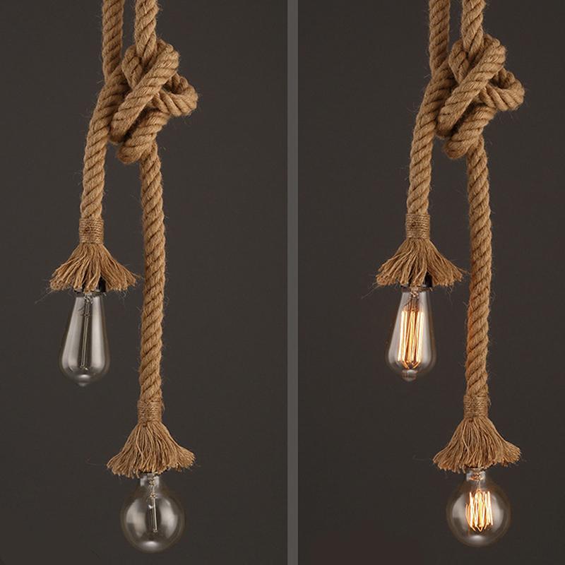 Vintage Retro Industrie Loft Hanf Seil Halter Decke Anhänger Licht Lampe Cafe Restaurant Retro Kronleuchter