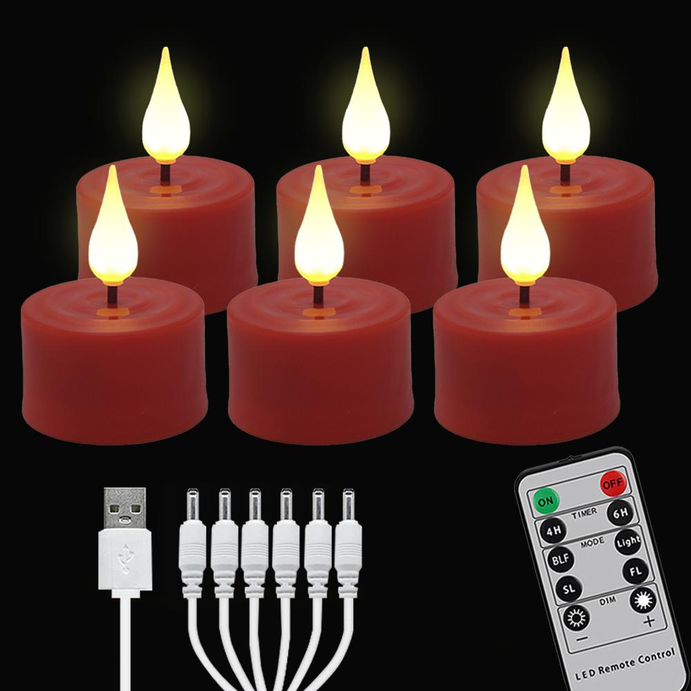 

6/12 шт светодиодная свеча электронная зарядка беспламенная мерцающая чайная свеча с таймером дистанционный оранжевый черный свеча оптовая продажа декоративная