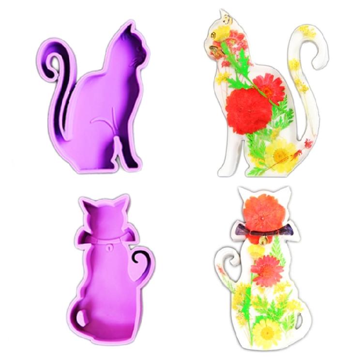 Cat Shaped Silicone Crafts Moulds Figurine Mold Suitable for Figurine Ornament