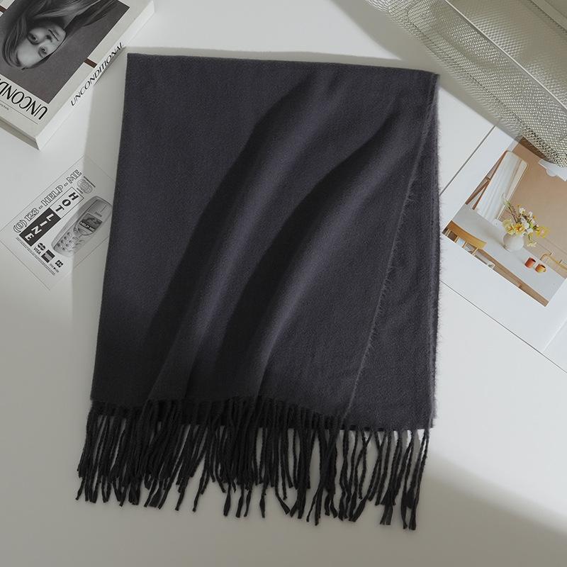 Autumn and Winter New Imitation Cashmere Scarf Female Korean Version Versatile Solid Color Shawl Dual-purpose Thickened Warm Couple Fringed Scarf