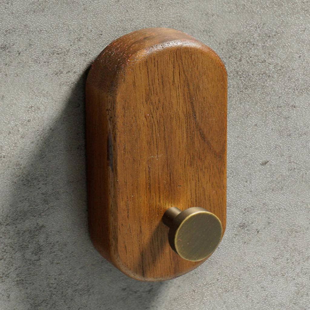 Wood & Metal Wall Hook Hat Hanger Easy Install Wall Mount Wooden Peg Knob Walnut Cute Simple Modern Small Room Decor