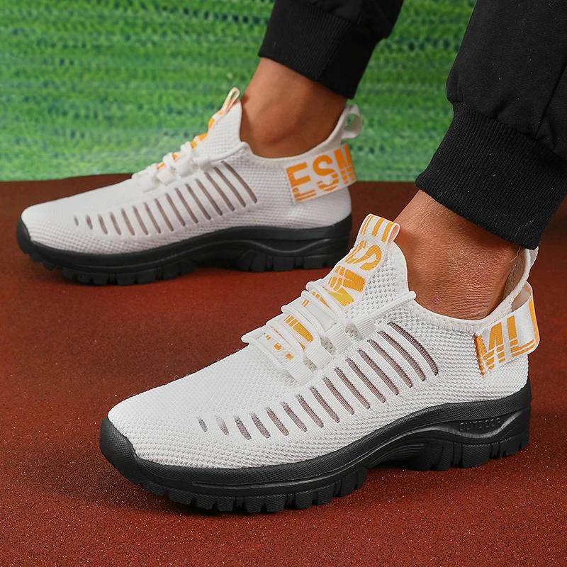 Summer Mesh Men's Shoes Lightweight Fashionable Casual Sports Walking Shoes  Breathable Men's Trendy Anti Slip Tennis Shoes