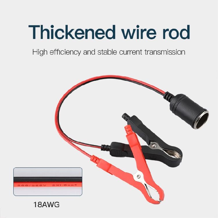 for w/ Battery Clamp Battery Clip-On & Cigarette Lighter Extension Cord Plug Soc