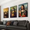 Nordic Art Funny Mask Mona Lisa Wall Art Painting Prints Famous Portrait Canvas Cuadros Posters Pictures for Bar Home Decor