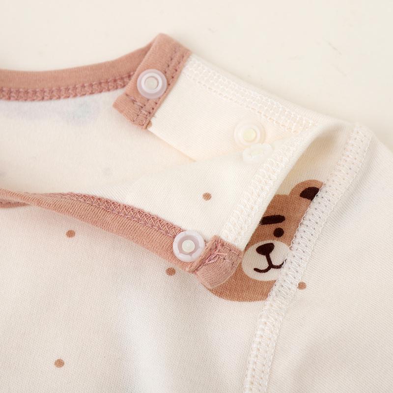 Baby Bomull Sömlös Hög Midja Långärmad Topp & Byxset för Höst/Vinter