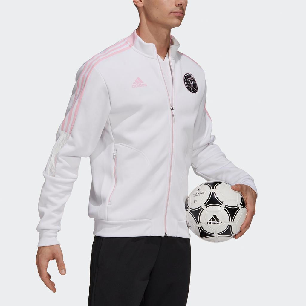 Adidas Inter Miami CF Hymnenjacke Gewebte Fußball-Trainingsjacke Herren Oberteile Weiß GK9749