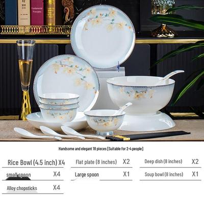 18-Piece Bone China Ceramic Dinnerware Set
