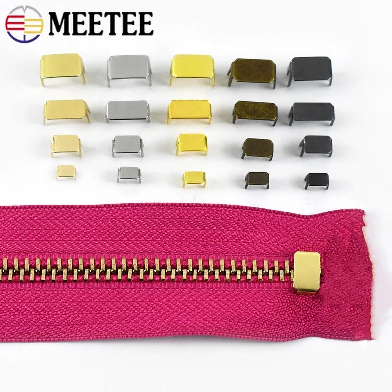 30/50/100Pcs Meetee 3# 5# 8# 10# Metal Zipper Non-slip Stopper End Locks Nylon Zippers Instant Fix Zip Repair Kit Replacement