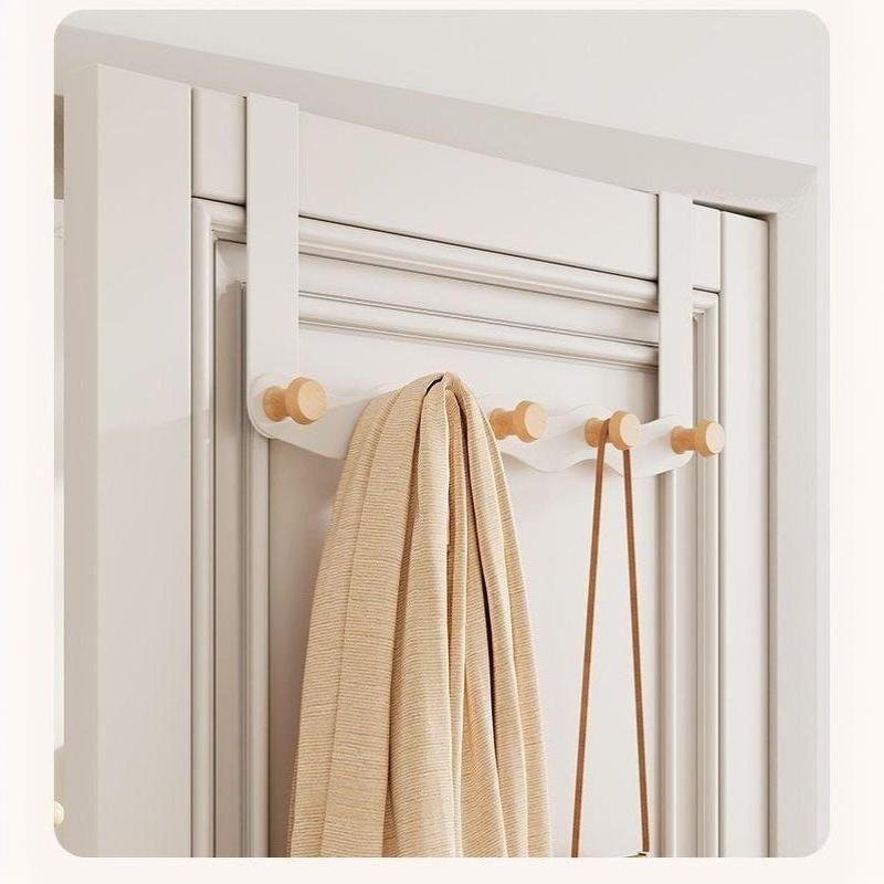 1Pcs Over The Door Coat Hook Rack 5/7 Sturdy Wood Knobs No Drill Installation For Hanging Bags Coats Towels In Entryway Bedroom