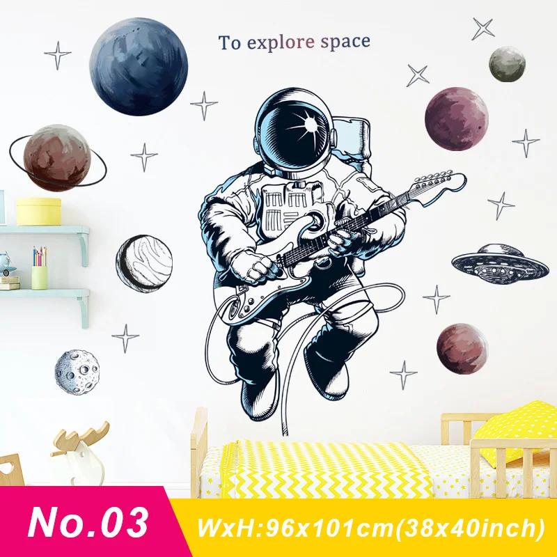 Astronaut Wall Stickers for Kids Room Nursery, Removable PVC Decals DIY Poster Murals, Bedroom Living Room Home Decor