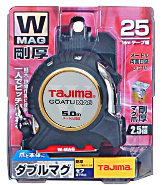 Ruletă Tajima Convexă pentru Lucru Greu, 5m x 25mm, Sef G-Lock pentru Lucru Greu Double Mag 25, GASFGLWM2550