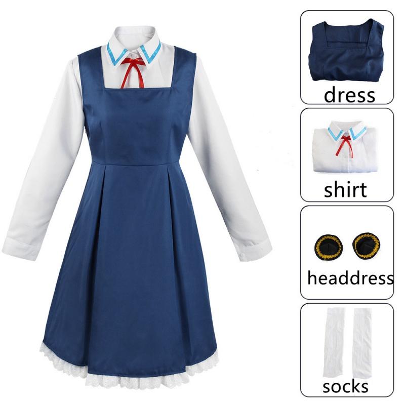 

Spy X Family Аня Форджер Косплей Костюм Аниме Синее Платье Носки Головной Убор Униформа Хэллоуин Рождественская Вечеринка Юбка Взрослые Дети Одежда XS/150