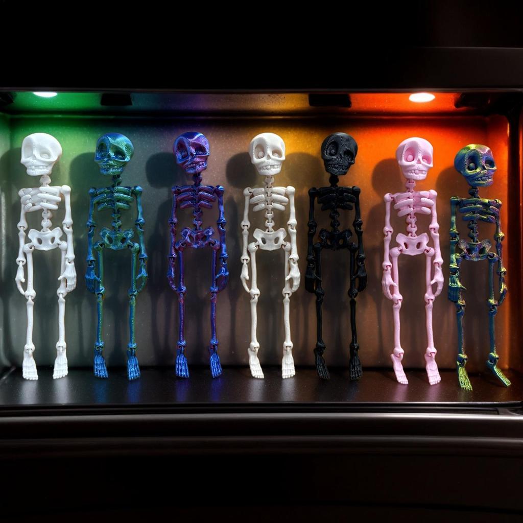 Skeleton Fridge Magnets - 5PCS 3D Printed Poseable Skull Magnets with Movable Joints, Halloween Decor for Refrigerator, Cabinet