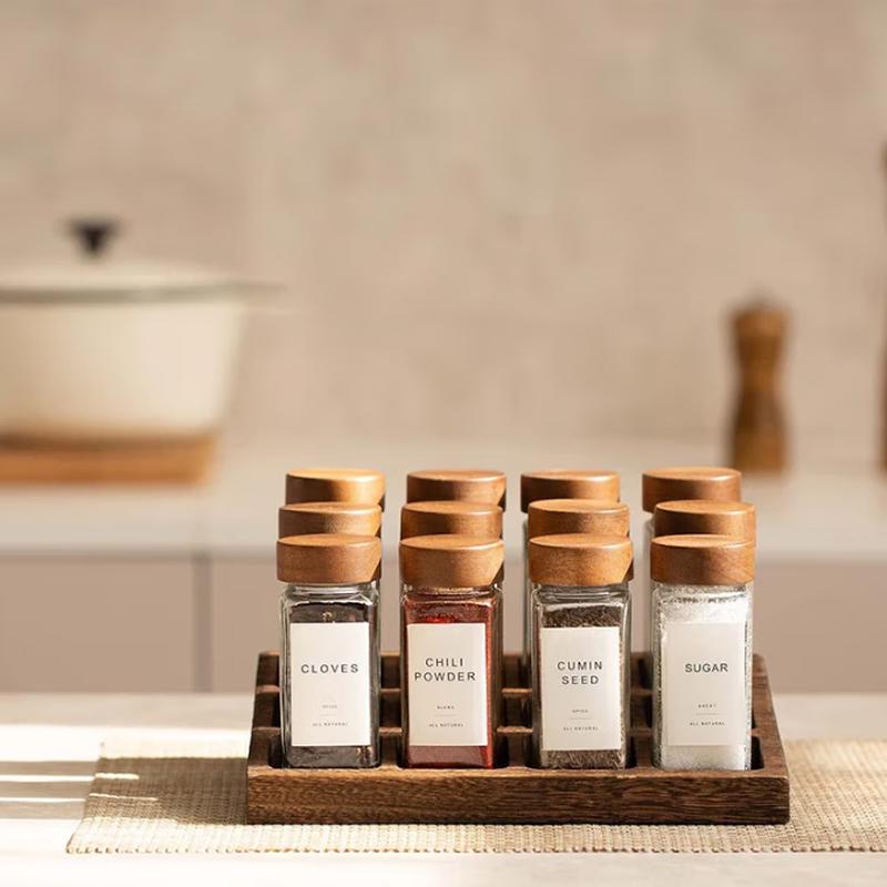 

Square Spice Jars with Wood Lids