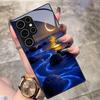 Šviečiantis paplūdimio akmenų rašto stiklinis telefono dėklas, tinkamas Samsung Galaxy S26 S25 S24 S22 S21 S20 FE/Ultra/Plus, apsaugantis nuo kritimo