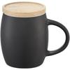 Glass "Hearth" 400 ml ceramic mug with wooden base Solid black