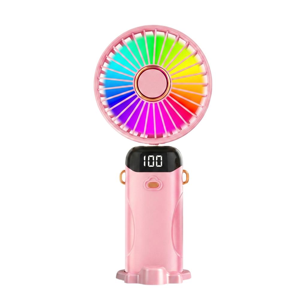 Portable Handheld Fan with Digital Display Rechargeable Battery USB Charging Adjustable Speed Small Outdoor Personal Fan for Travel and Office Use