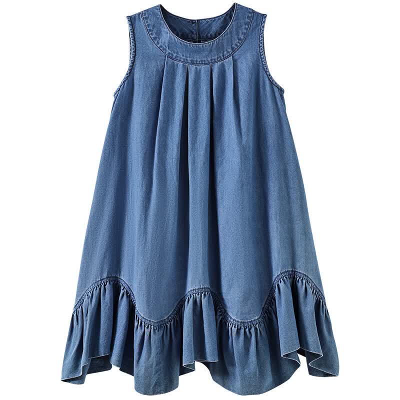 Hacikis Girls' Summer Denim A-Line Dress