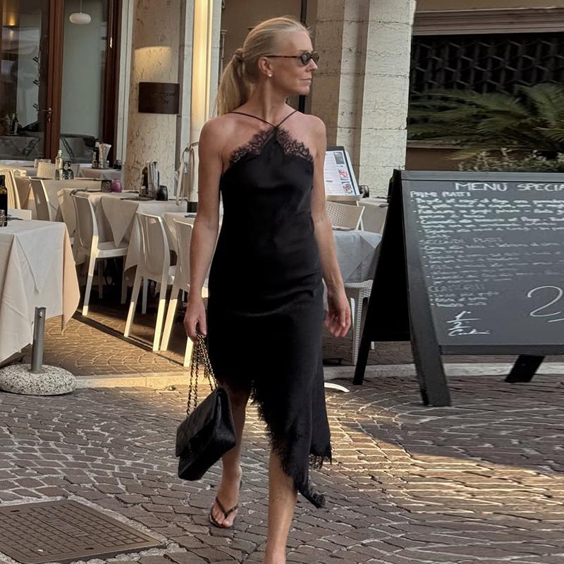 Satin Asymmetrie Spitze Kleid Für Frauen Sexy Schulterfrei Schlank Kurz Kleider Damen Urlaub Club Strand Mini Kleid