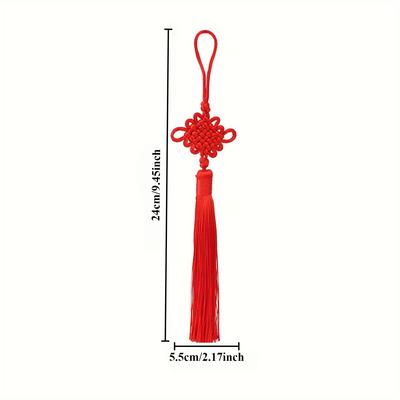 5 pièces de Nœud Chinois, Décoration Suspendue pour le Nouvel An Chinois, Boucle d'Oreille à Pompon Nœud Chinois Convient pour les fêtes de famille, les événements, les cadeaux de Nouvel An