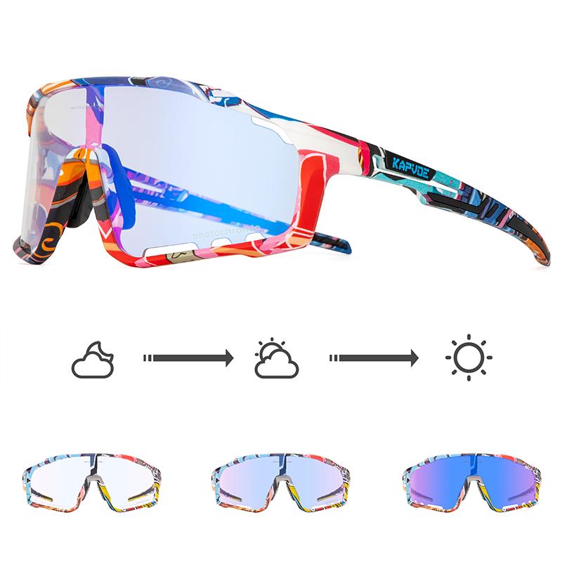 Kapvoe Gold Photochromic Glasses Cycling  Sunglasses Men Women Sports Speed Road Mtb Mountain Bike Bicycle Cycle Eyewear Goggle