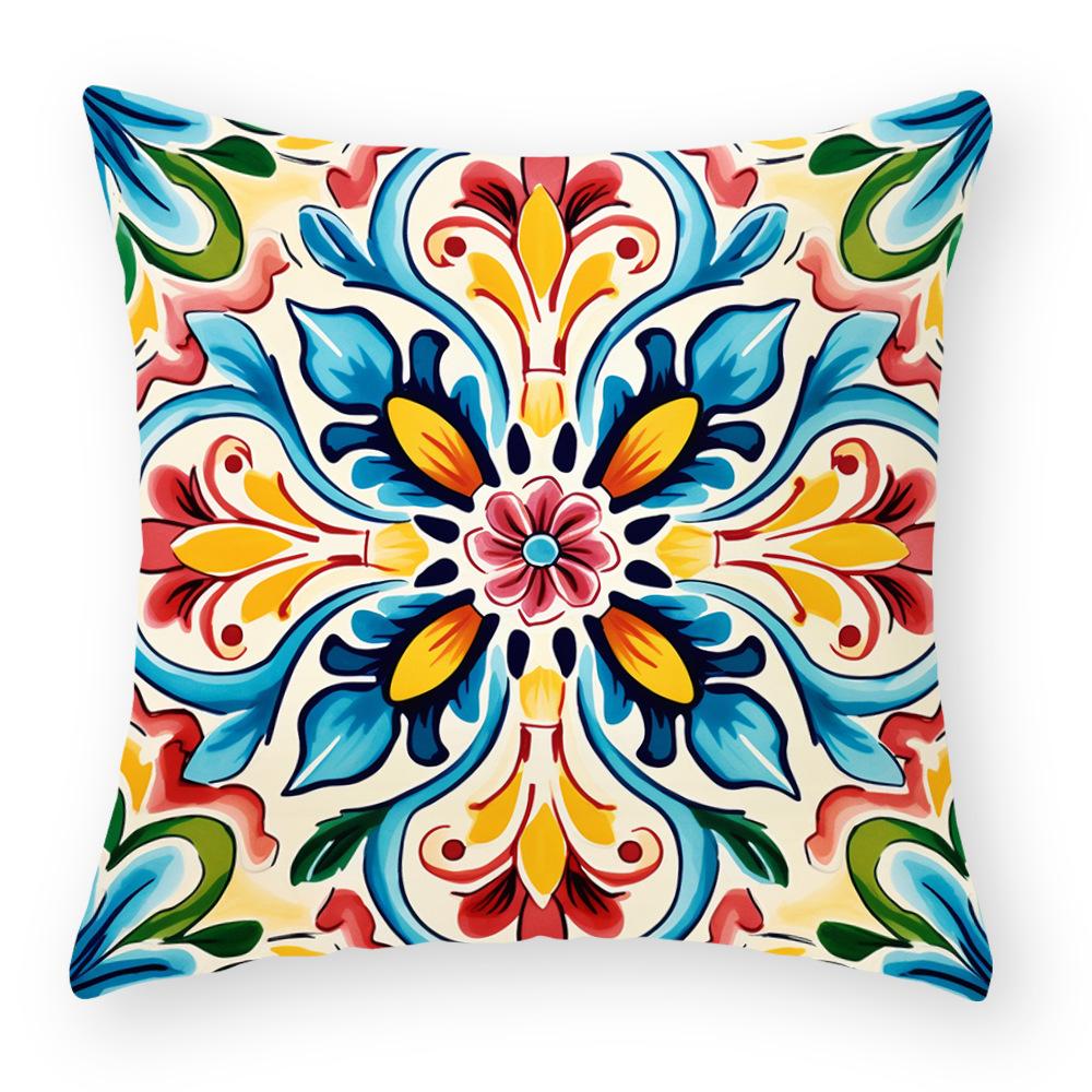 Cotton and Linen Pillowcase Oil Painting Printed Pillowcase Home Sofa Cushion Pillowcase Car Waist Cushion Seat Cushion