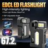 Rechargeable Dual Light Flashlight Rotatable Pocket Work Light with Metal Clip EDC Torch for Outdoor Camping Hiking Emergency