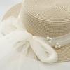 Versatile Hat Style Straw Woven Sweet Pearl Womens Sunshade Hatscaps