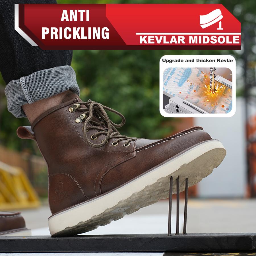 High Top Men's Safety Shoes Puncture-Proof Work Sneaker Waterproof Steel Toe Shoes Safety Boots Indestructible Slip-resistant Shoes