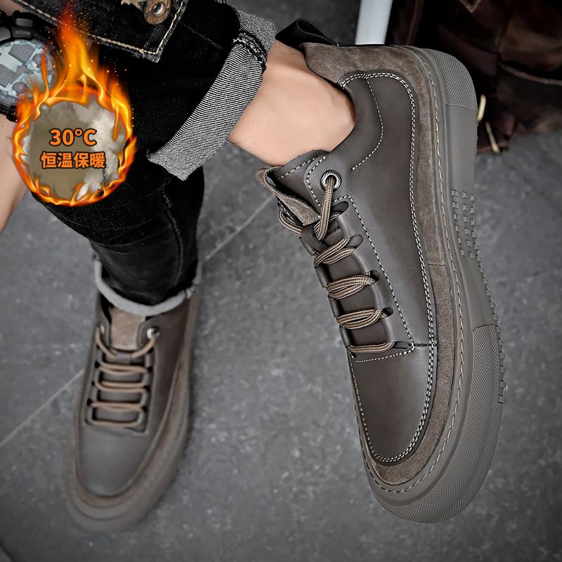 Мужские ботинки на шнуровке Мужские зимние плюшевые снежные кроссовки Классическая — фото 6