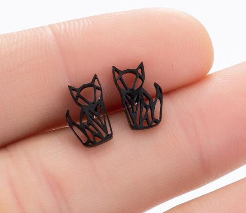 Mode Edelstahl Geometrische Ohrringe Schwarz Kleine Stern Mond Rund Dreieck Ohrstecker für Frauen Männer Hip Hop Ohr Zirkon 2022