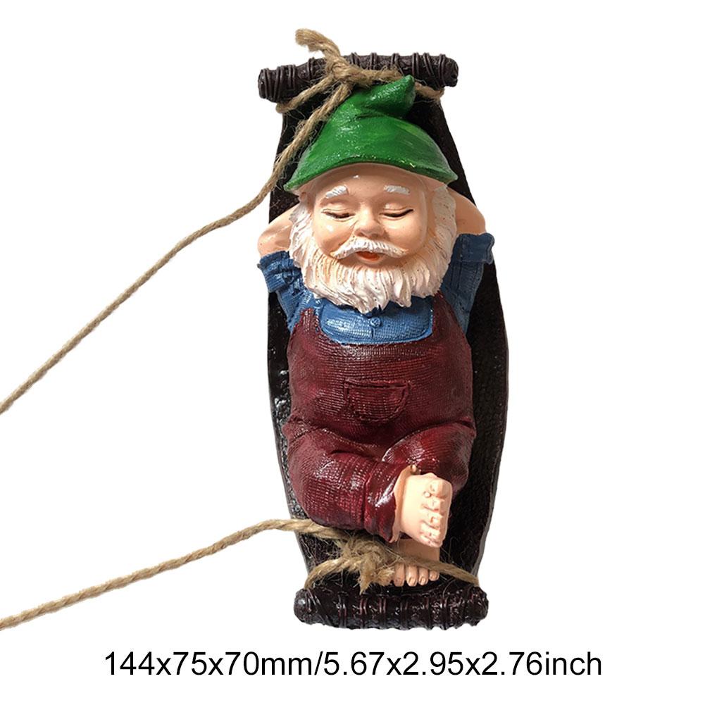 Funny Garden Gnomes Outdoor Hanging Statue Resin Garden Gnome Statue Gnome Figurine for Lawn Patio Yard Tree Decorations