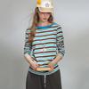 Damen Casual Oversized Langarm-T-Shirt mit Streifen
