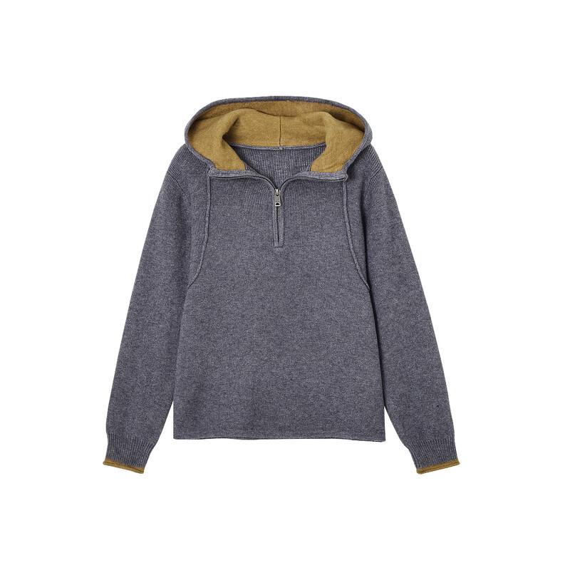 Women's Hooded Half-Zip Color Block Knit Sweater