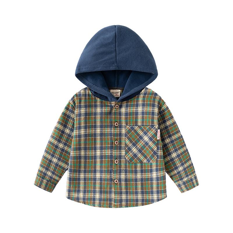 

2-8 Years Kids Boys Hooded Plaid Coat 130