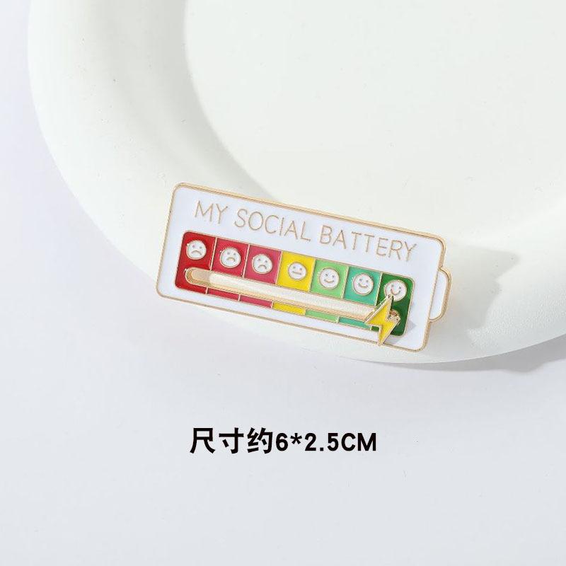 

Social battery brooch Slidable lightning metal badge face for mood transformation pin Couple clothes with accessories