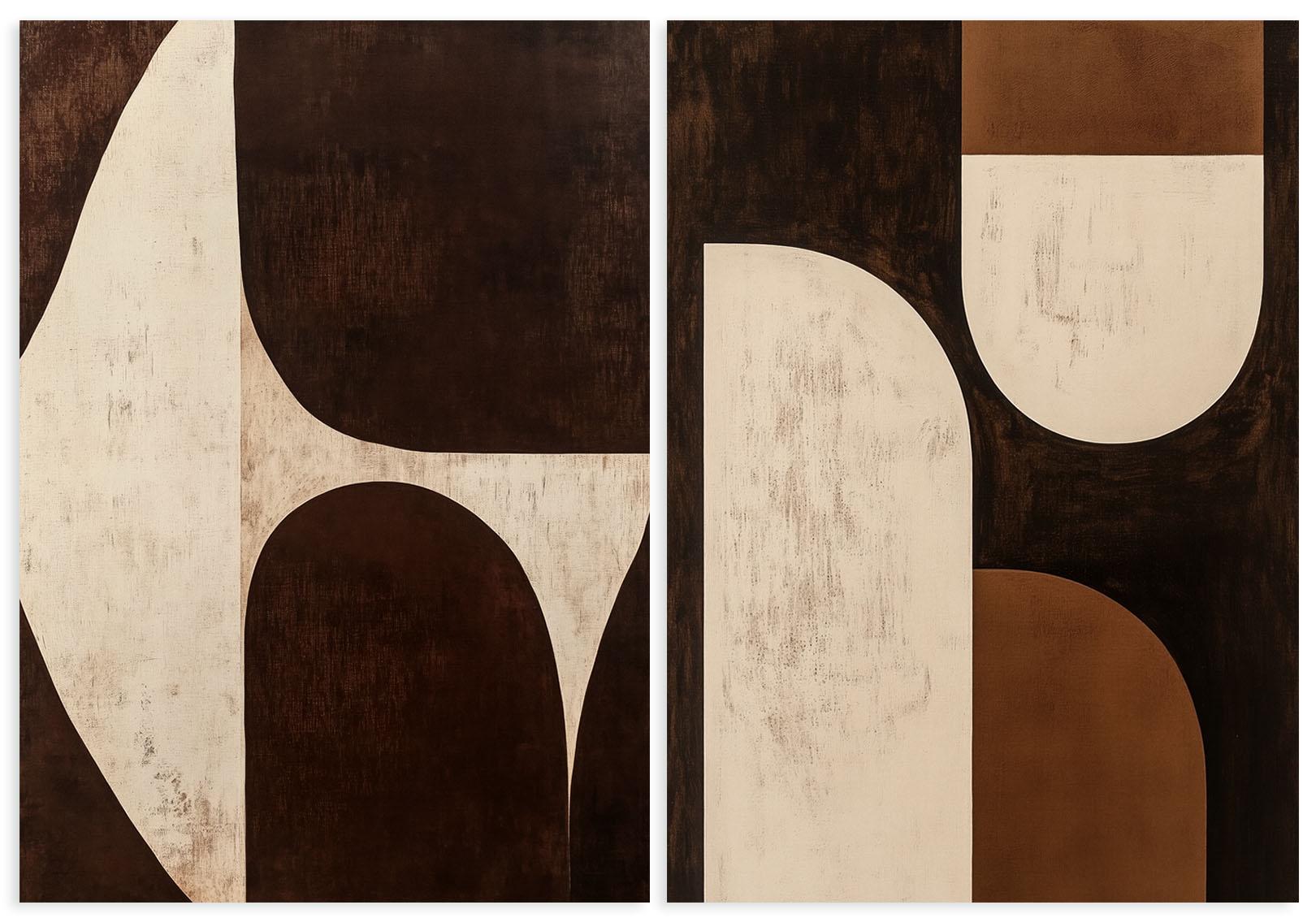 

Zestaw dwóch plakatów brązowe geometrie 21x29,7 cm A4