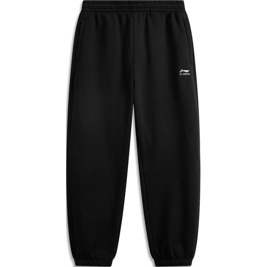 Li Ning Sports Lifestyle Series Anti-Static Warm Comfortable Fleece Casual Pants Men Bottoms Black AKLU917-2