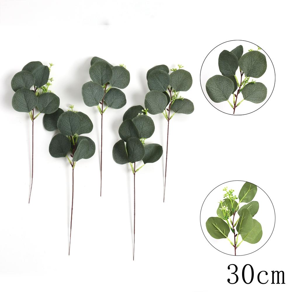 5/10Pcs Artificial Eucalyptus Leaves Green  Fake Plant for Wedding Decoration Garden Outdoor Home Decor Table Wreath Accessories