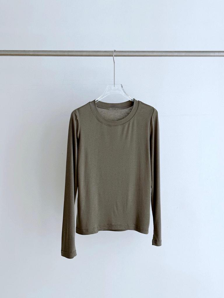High-Quality Women's Lyocell Tencel Wool Long-Sleeve Base Layer Top, Wearable as Outerwear, with Round Neck.