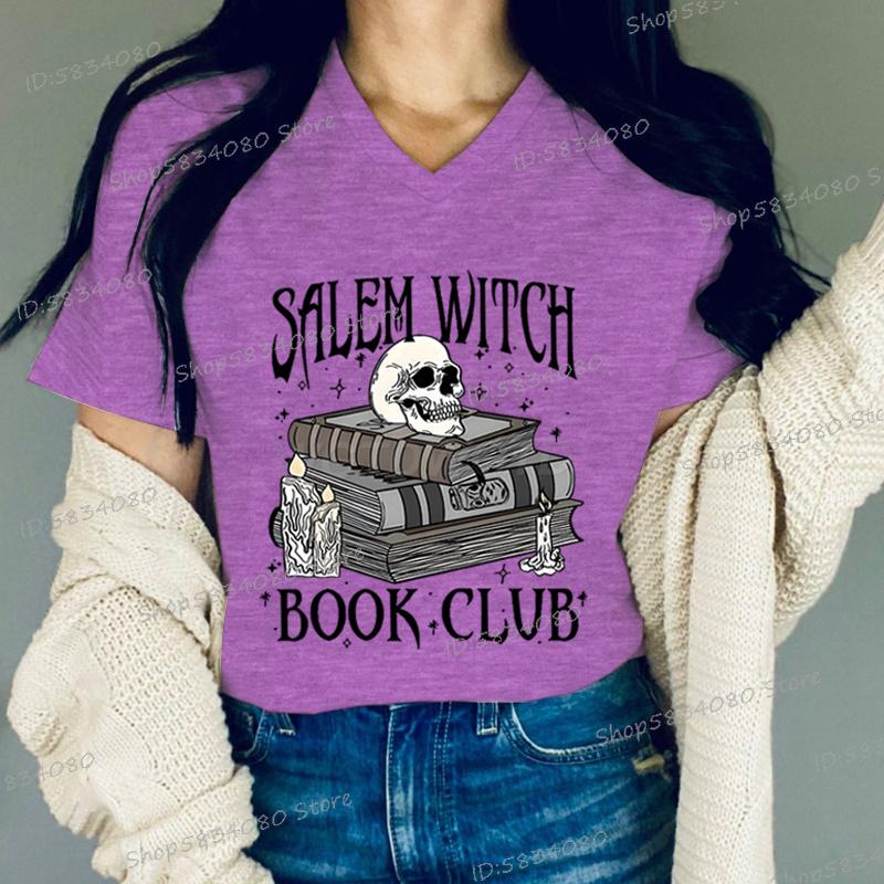 

Witch Book Club Shirt for Women Bookish Halloween TShirt Spooky Book Lover Graphic Tee Top Spooky Season Reader Gift Tshirts 4XL