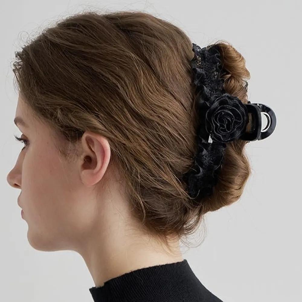 Curly Rose Hair Clip JP-25-124CC black