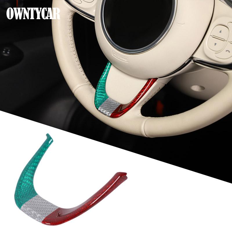 

For Fiat 500 2016-2026 Real carbon fiber Car Center Console Gear Shift Panel Navigation panel rearview mirror cover Sticker