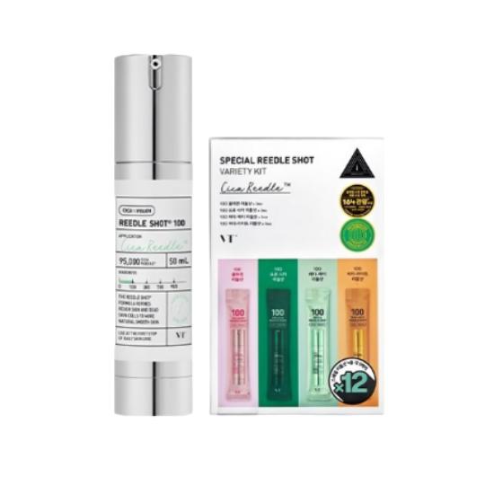 VT Cosmetics Reedle Shot 100 Skin Booster Essence 50ml + Special Reedle Shot Variety Kit 4 Types 2ml x 3pcs Set
