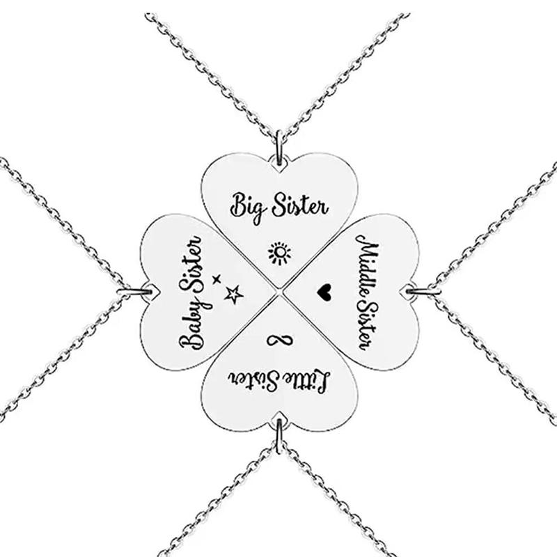 

4 шт. Подвеска-ожерелье в виде сердца и четырехлистного клевера из нержавеющей стали, ожерелья «Лучшие друзья навсегда и навечно», украшения для сестер-подруг