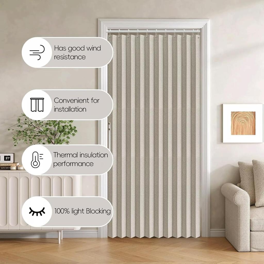 Blackout Accordion Style Magnetic Screen Door 100x230cm/39.4x90.6in for Closet Pleated Folding Doorway Curtain Accordion Door Interior Room Divider