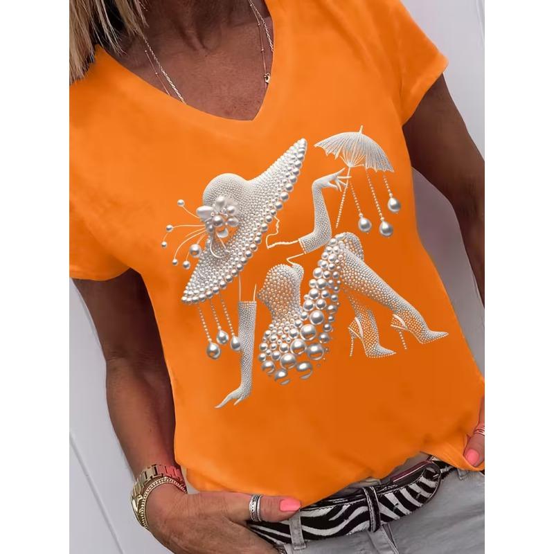 Women's v-neck short-sleeved T-shirt casual fashion